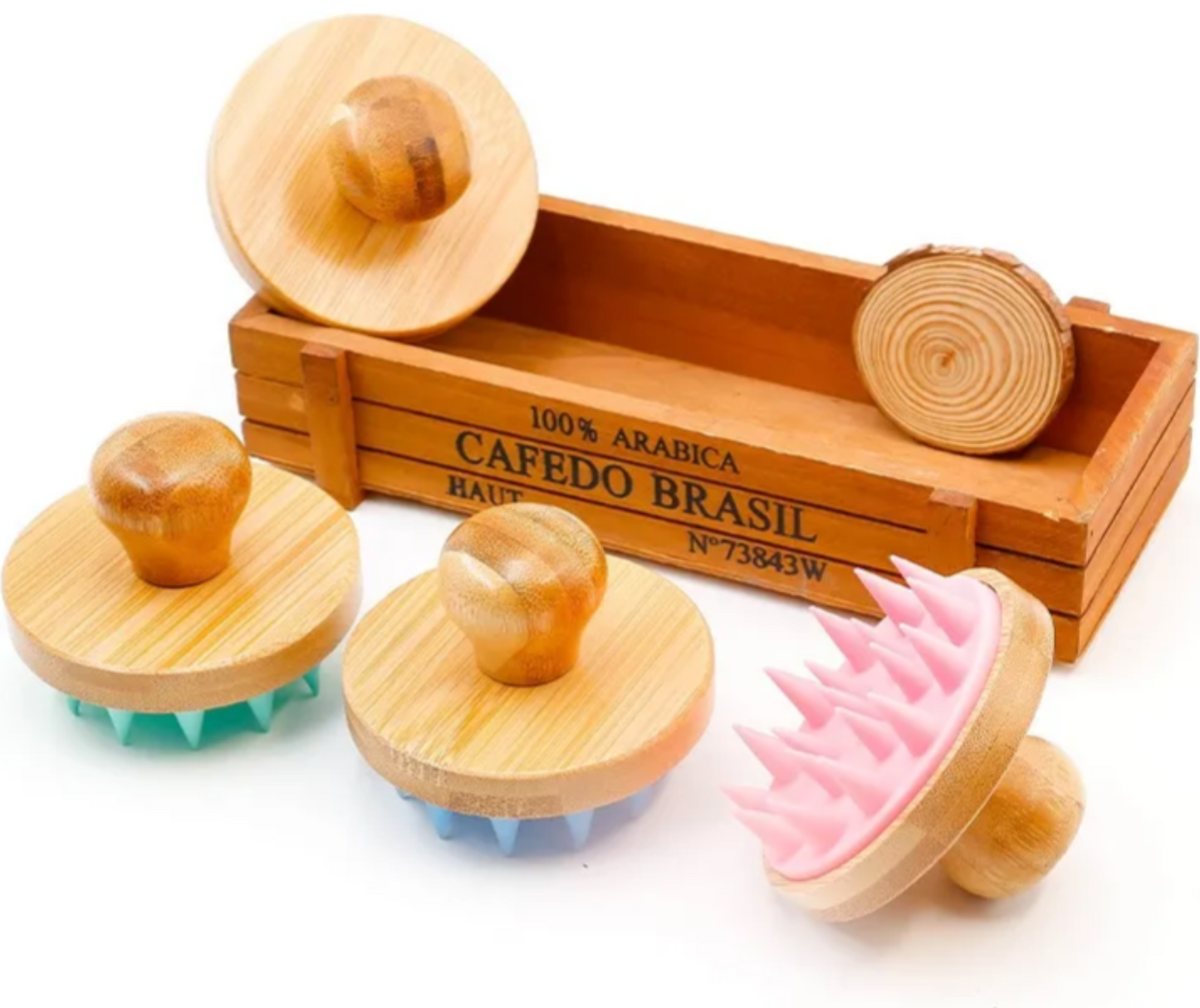 Bamboo scalp blood circulation stimulating brush
